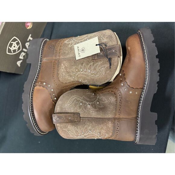 New Ariat Gembaby Distressed Brown Copper Metallic Western Boots 7.5 - Picture 4 of 7